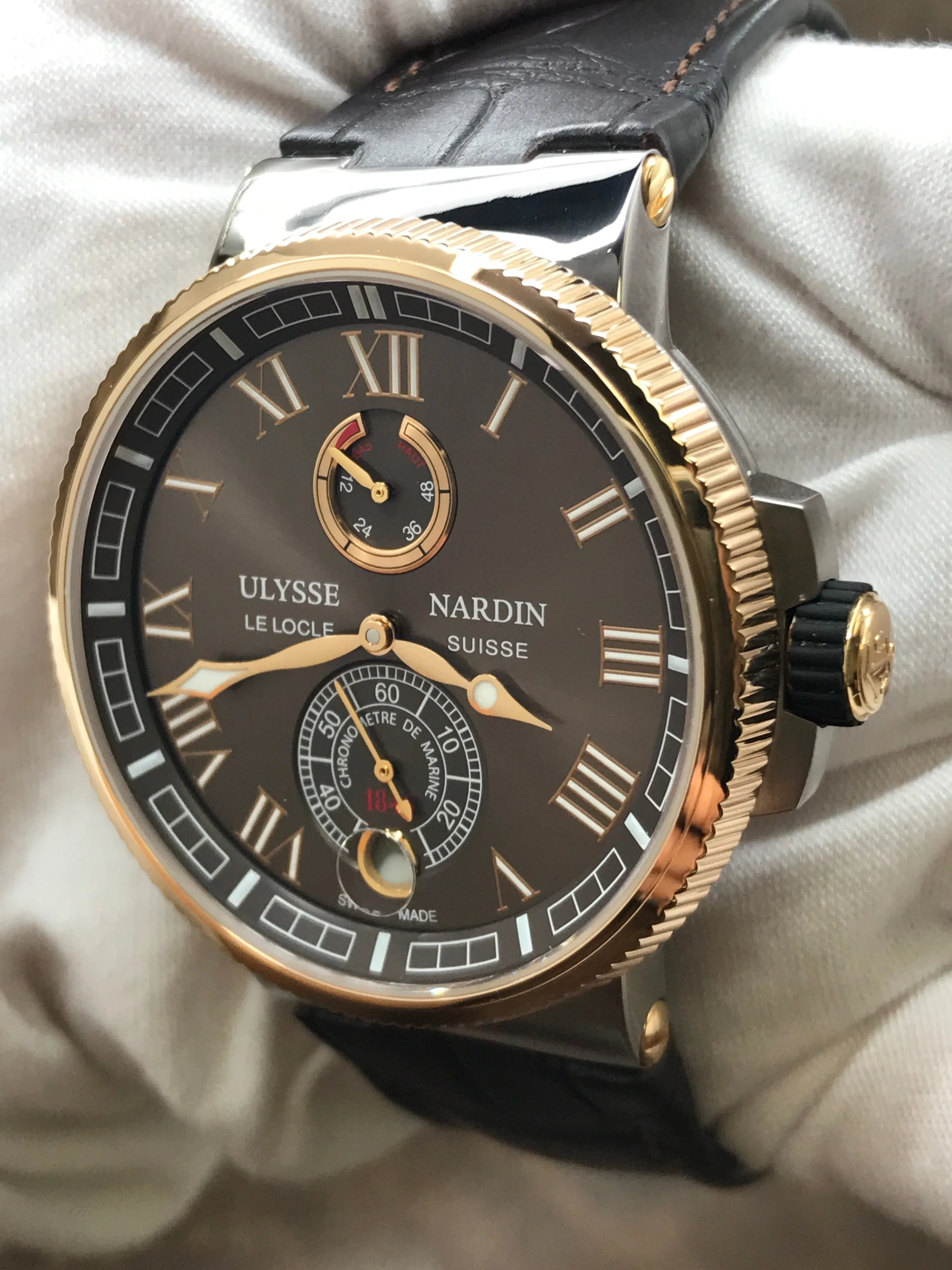 Ulysse Nardin Marine Chronometer 1185-126/45 Chocolate Dial Automatic Men's Watch
