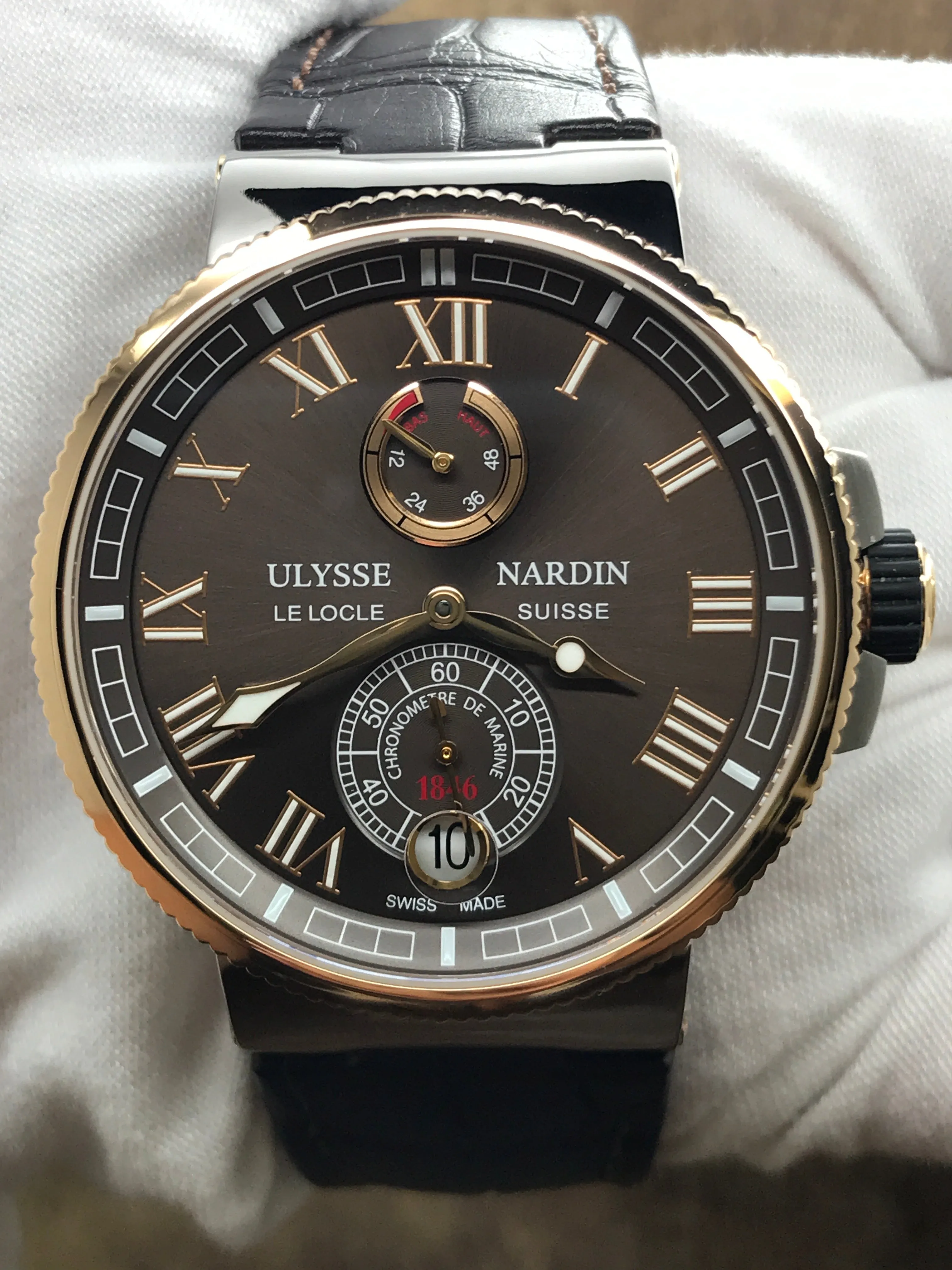 Ulysse Nardin Marine Chronometer 1185-126/45 Chocolate Dial Automatic Men's Watch