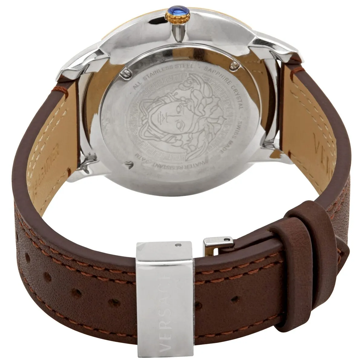 Versace V-Urban Quartz Grey Dial Brown Leather Men's Watch VELQ00219