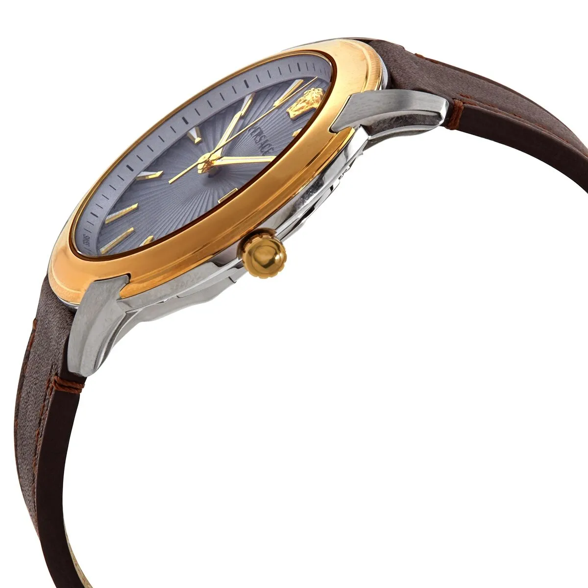 Versace V-Urban Quartz Grey Dial Brown Leather Men's Watch VELQ00219