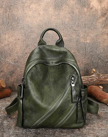 Vintage Brown Leather Rucksack Bag Womens Best School Backpack Ladies Leather Backpack Purses