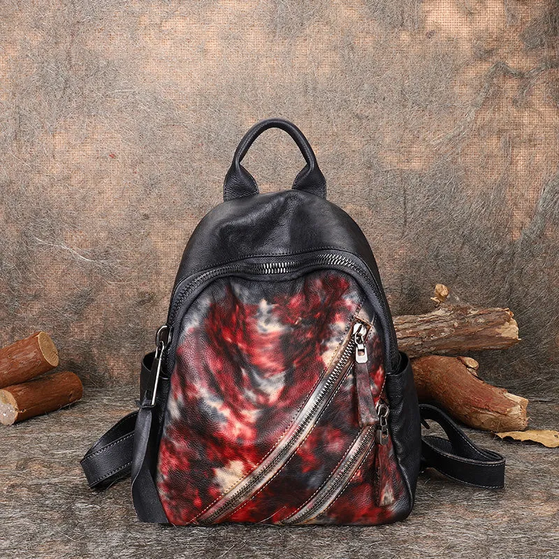 Vintage Brown Leather Rucksack Bag Womens Best School Backpack Ladies Leather Backpack Purses