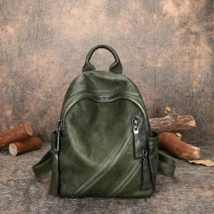 Vintage Brown Leather Rucksack Bag Womens Best School Backpack Ladies Leather Backpack Purses