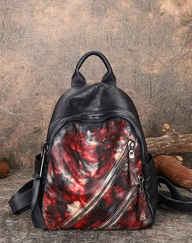 Vintage Brown Leather Rucksack Bag Womens Best School Backpack Ladies Leather Backpack Purses