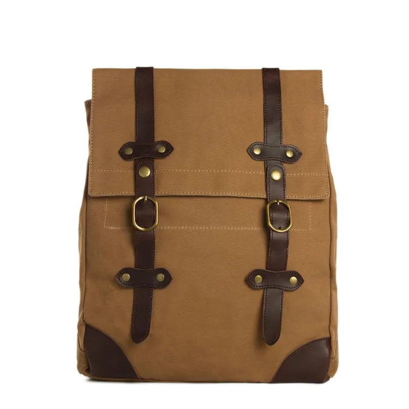 Vintage Canvas Leather Hiking Travel Backpack Tote Bag Fit 15 Inch Laptop TB310