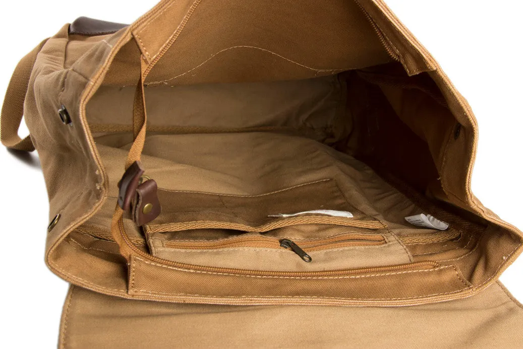 Vintage Canvas Leather Hiking Travel Backpack Tote Bag Fit 15 Inch Laptop TB310