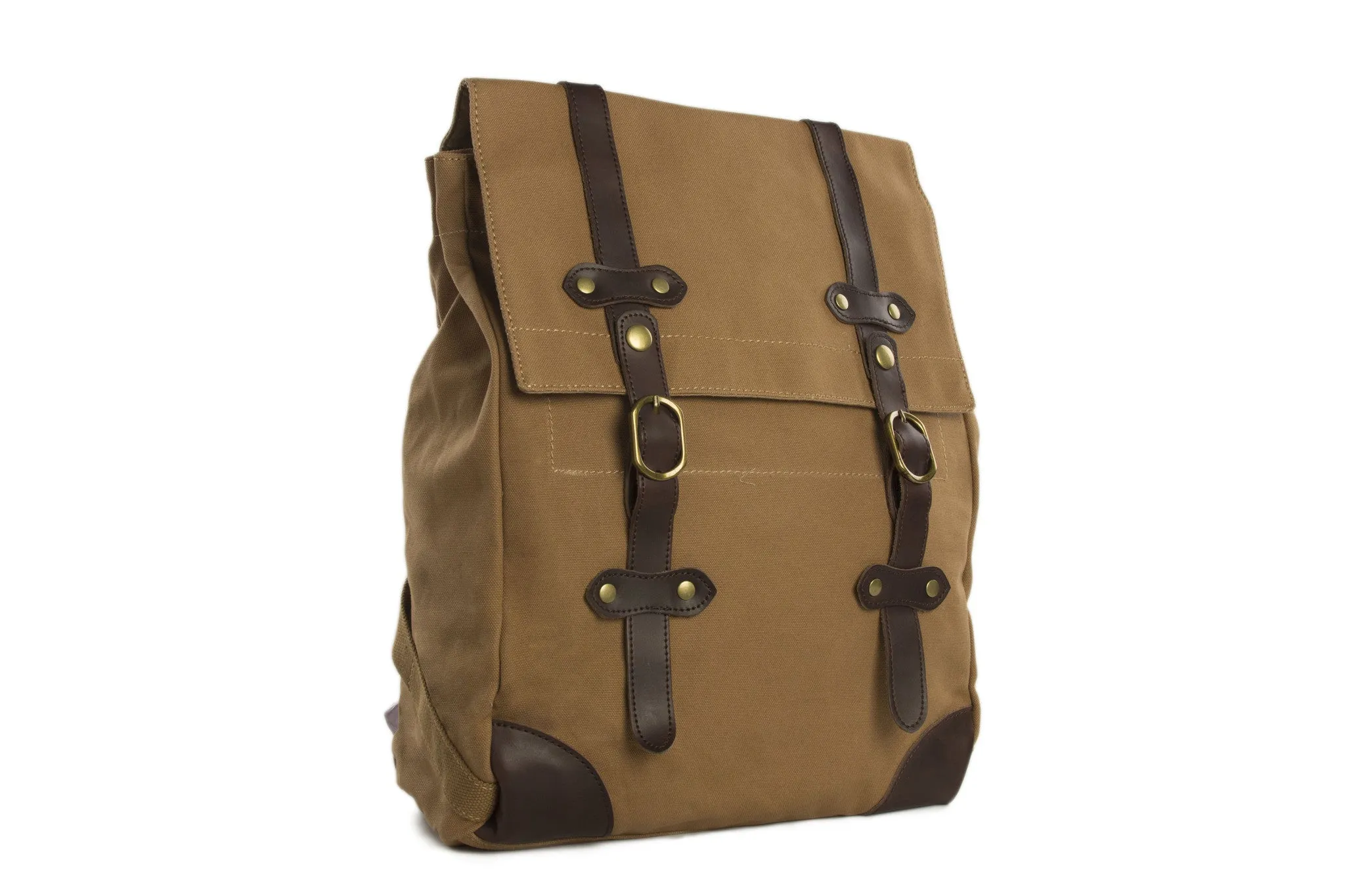 Vintage Canvas Leather Hiking Travel Backpack Tote Bag Fit 15 Inch Laptop TB310
