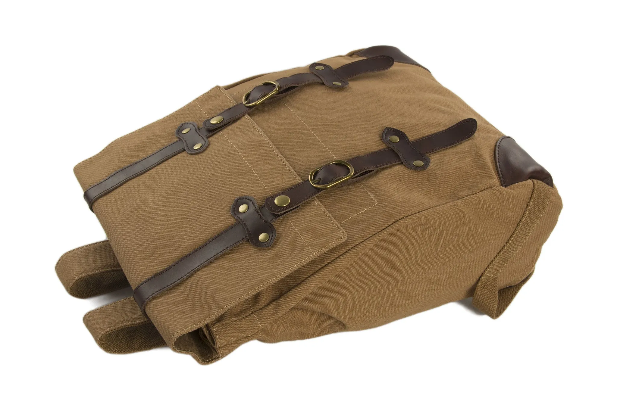 Vintage Canvas Leather Hiking Travel Backpack Tote Bag Fit 15 Inch Laptop TB310