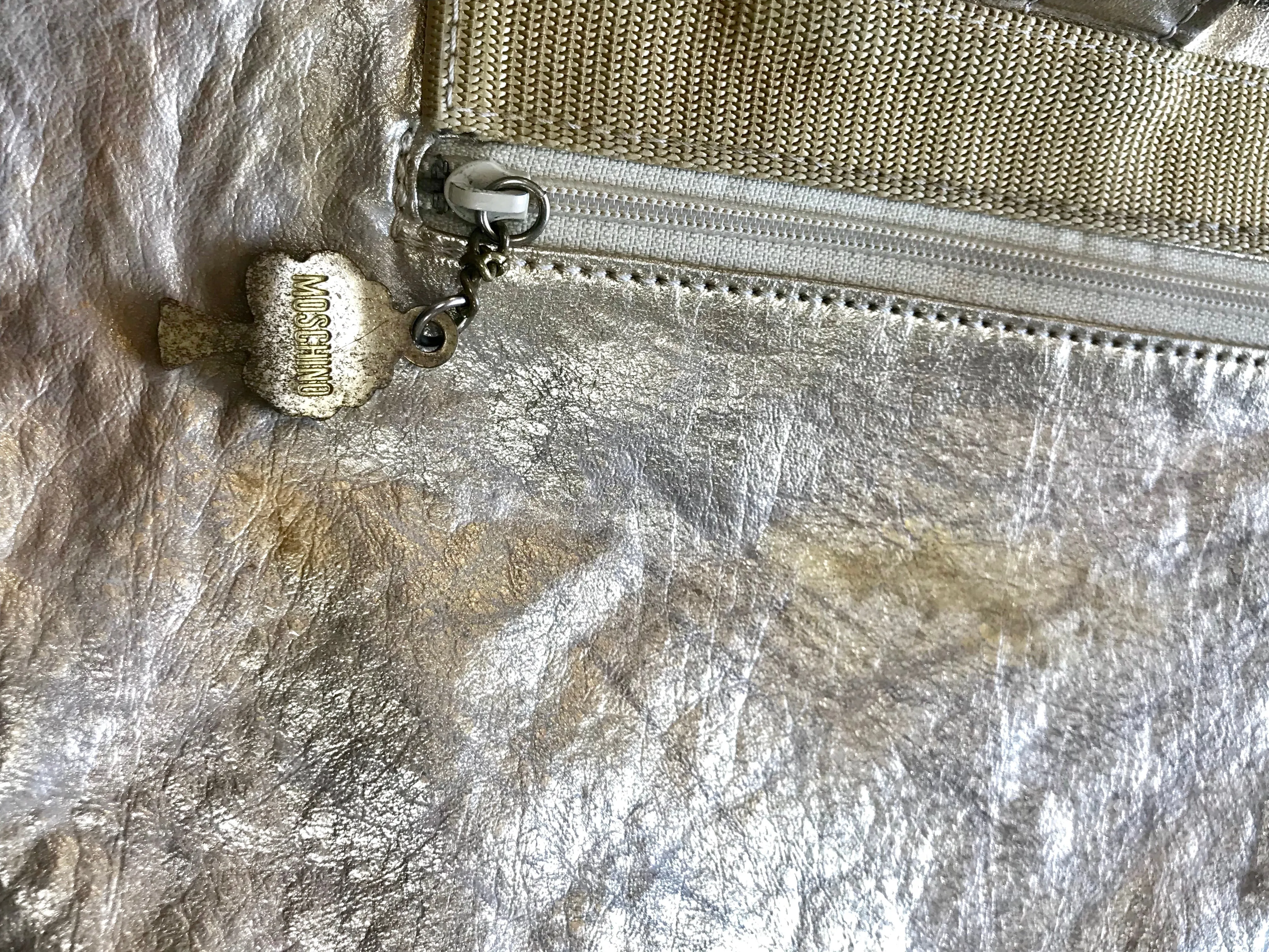 Vintage MOSCHINO champagne gold leather backpack, shoulder bag from SAVE NATURE collection. Must have daily use purse. 060625re2