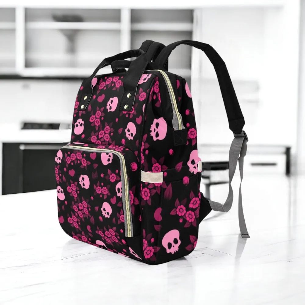 Vintage Rose Skull Backpack Goth Baby Stuff Goth Baby Bag Creepy Cute Pastel Witchy Nappy Bag Spooky Emo Diaper Bag Witchy Mom Baby Gear