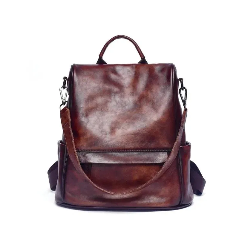 Vintage Style Anti-Theft Leather Backpack