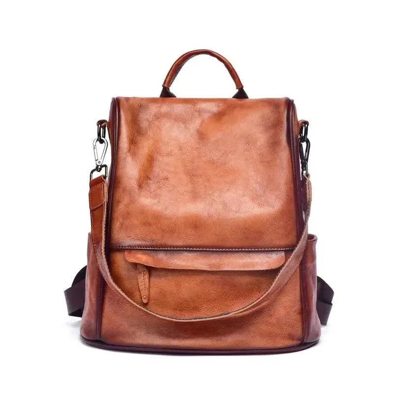 Vintage Style Anti-Theft Leather Backpack