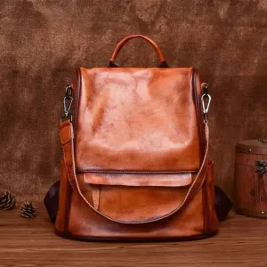Vintage Style Anti-Theft Leather Backpack