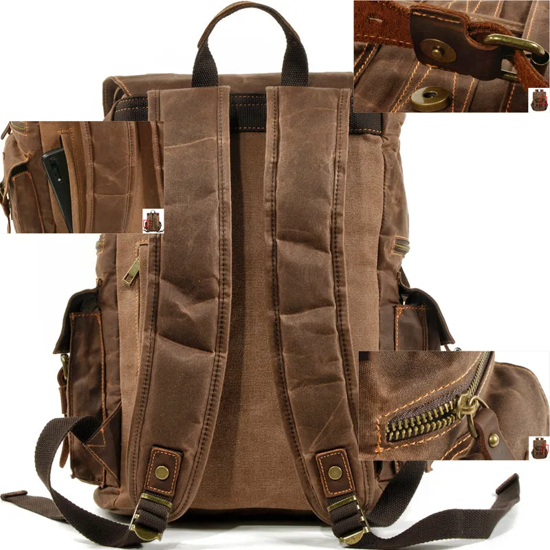 Waxed Canvas Waterproof Backpack