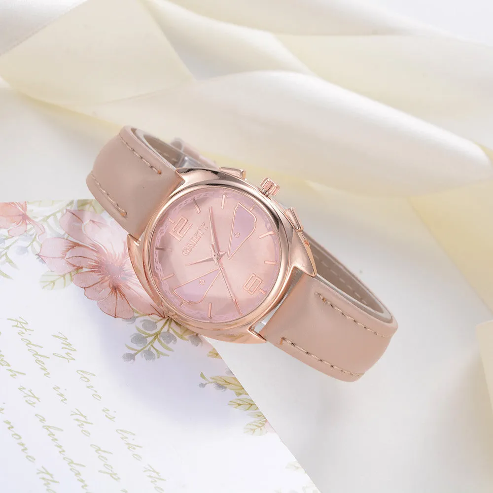 Women Fashion Leather Band Analog Quartz Round Wrist Watch Watches