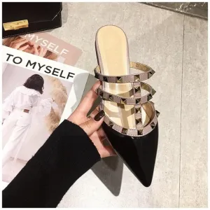 Women Flat Slippers Slip On Mules Brand