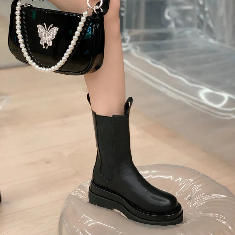 Women Genuine Leather Chelsea Boots