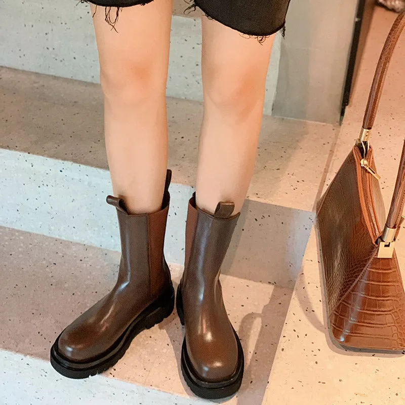 Women Genuine Leather Chelsea Boots
