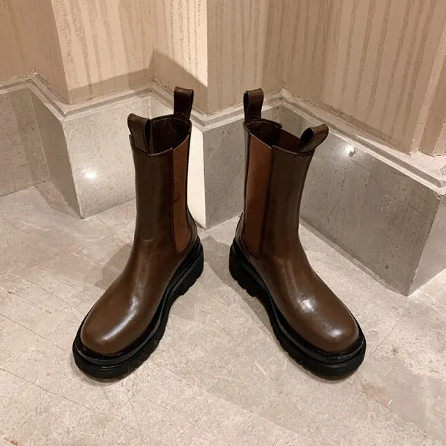 Women Genuine Leather Chelsea Boots