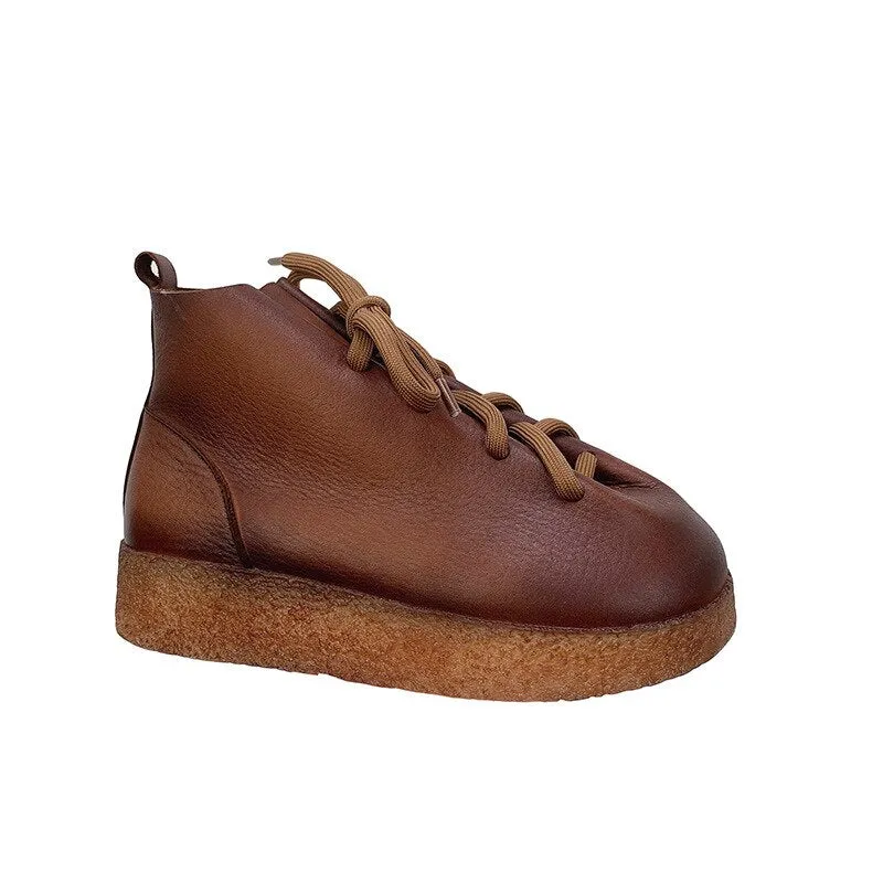 Women Handmade Ankle Platform Boots