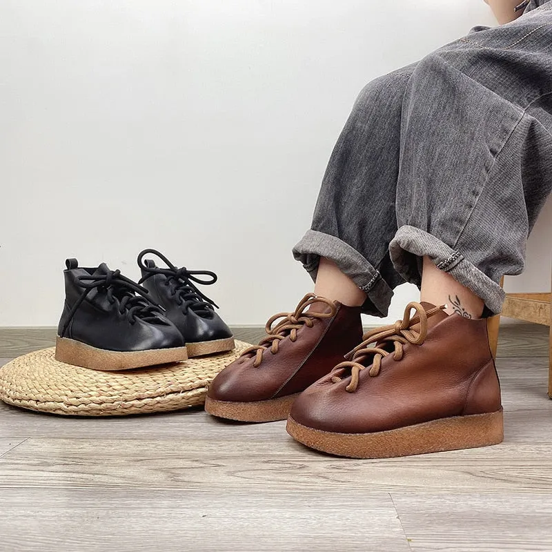 Women Handmade Ankle Platform Boots