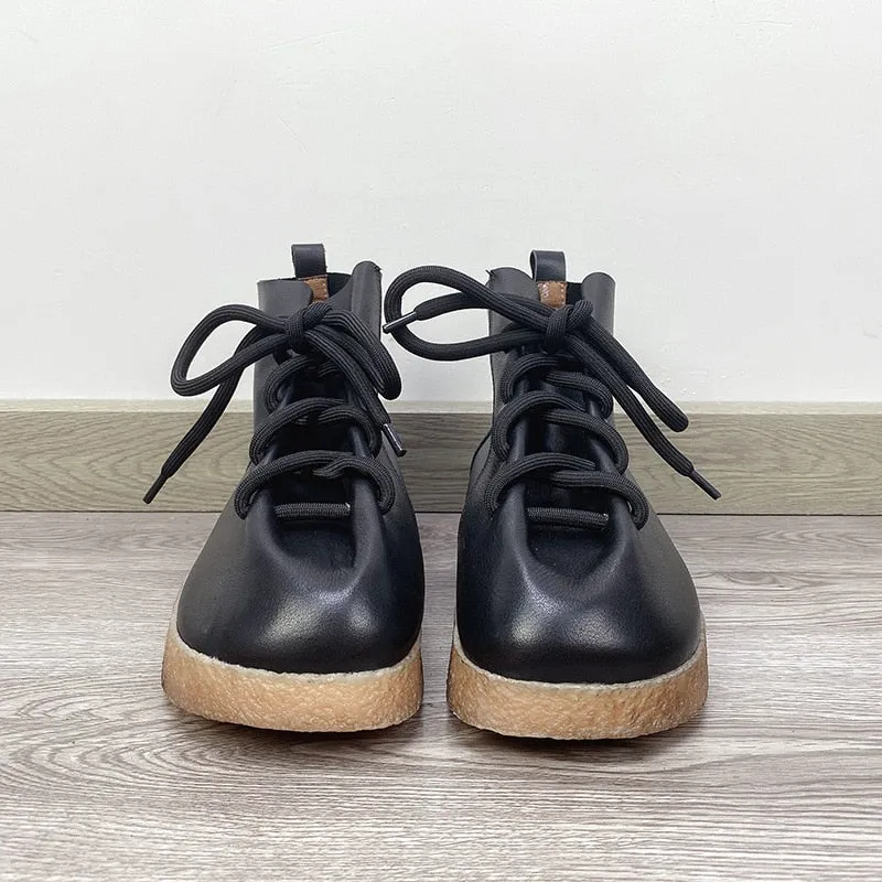 Women Handmade Ankle Platform Boots