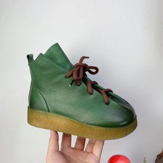 Women Handmade Ankle Platform Boots