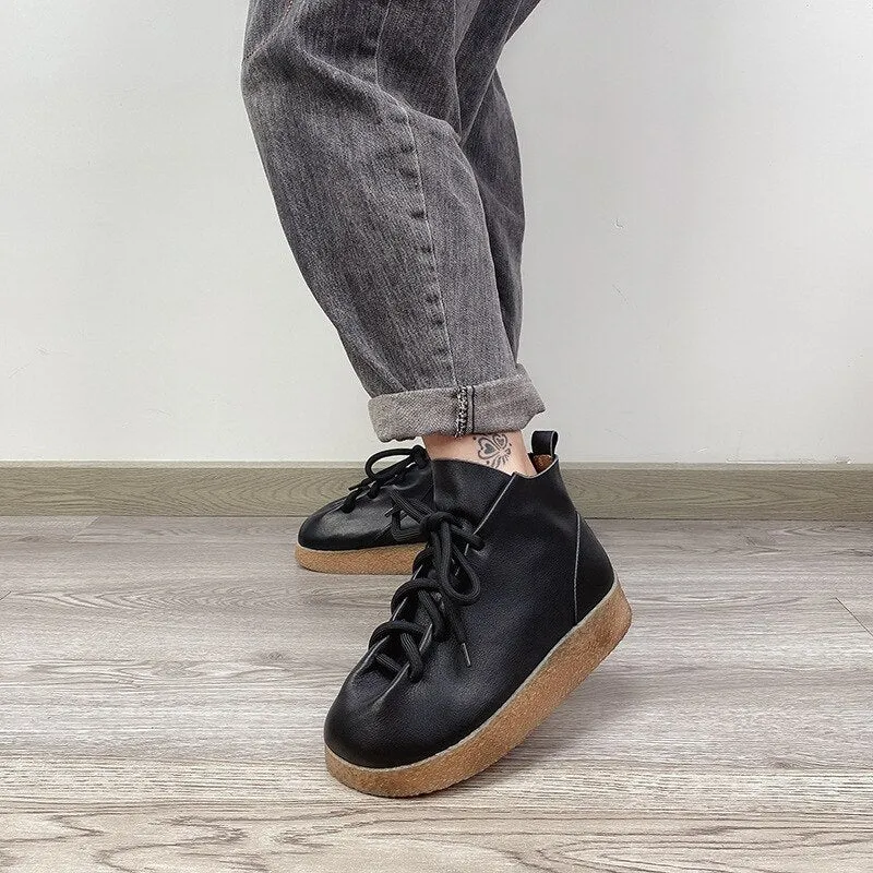 Women Handmade Ankle Platform Boots