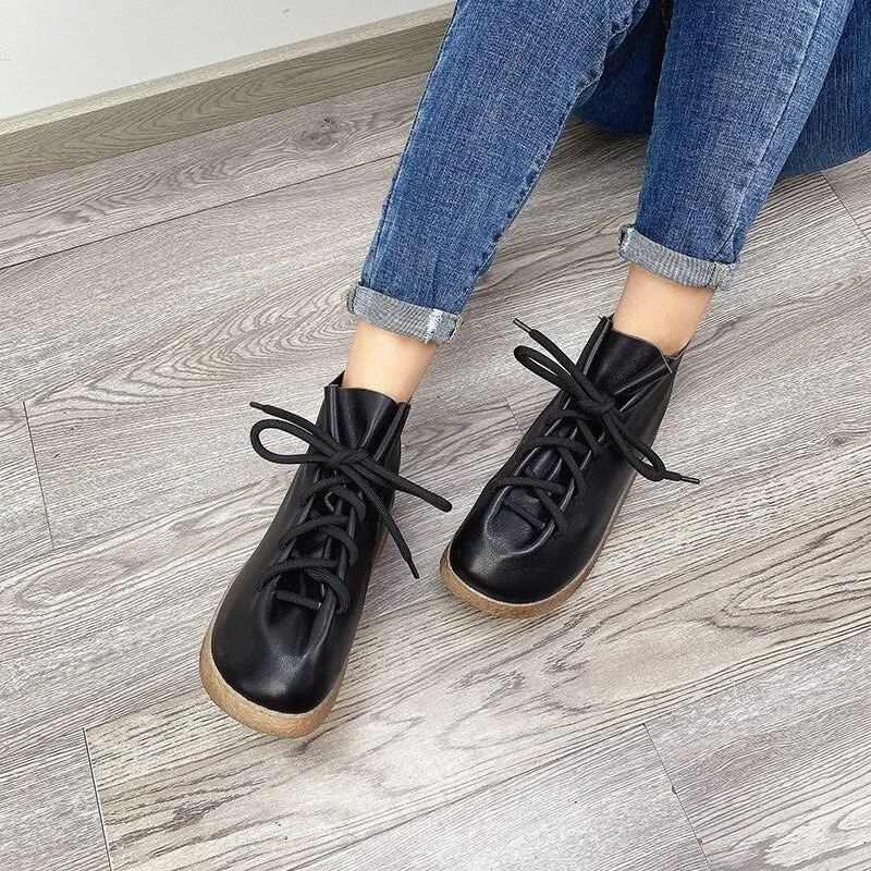 Women Handmade Ankle Platform Boots