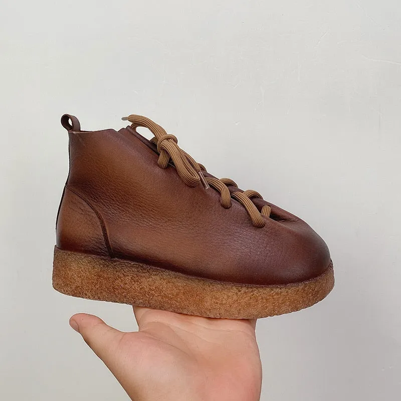 Women Handmade Ankle Platform Boots