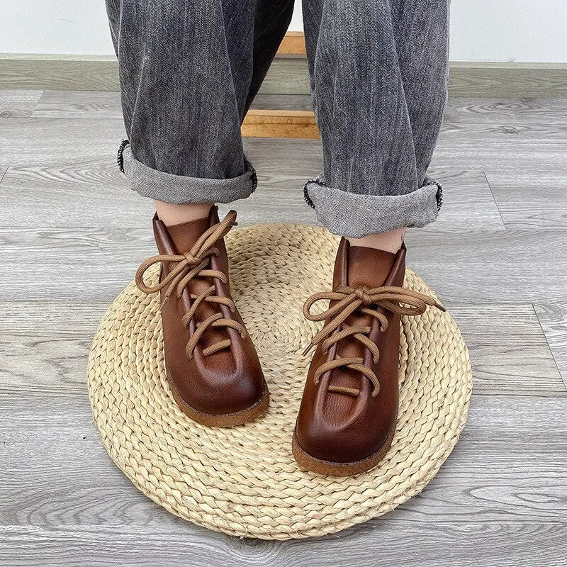 Women Handmade Ankle Platform Boots