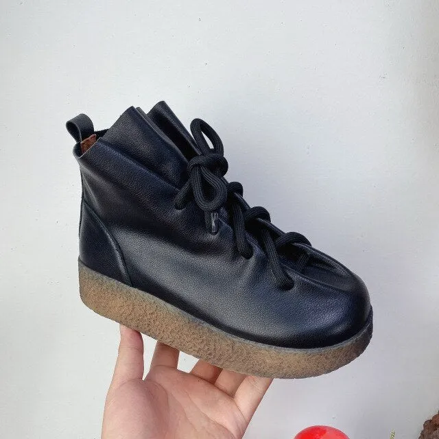Women Handmade Ankle Platform Boots