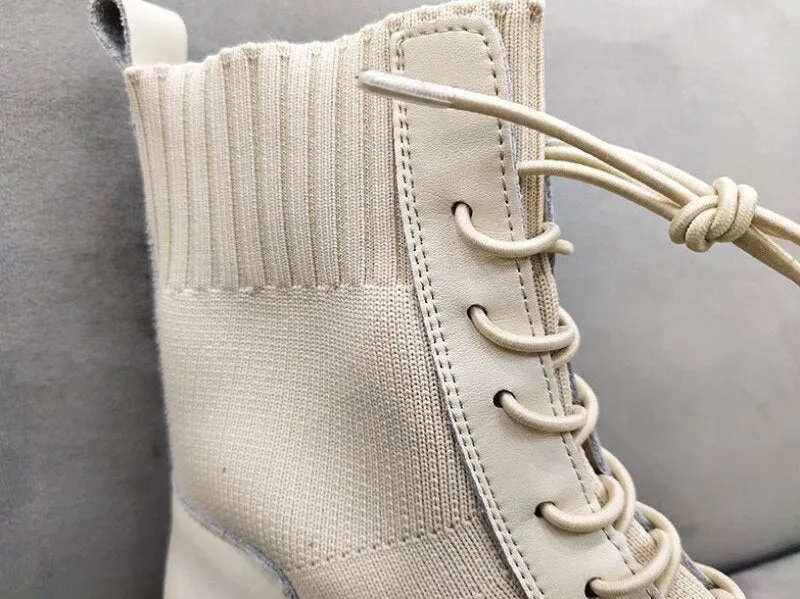 Women Thick Platform Ankle Boots Patchwork Safety Shoes