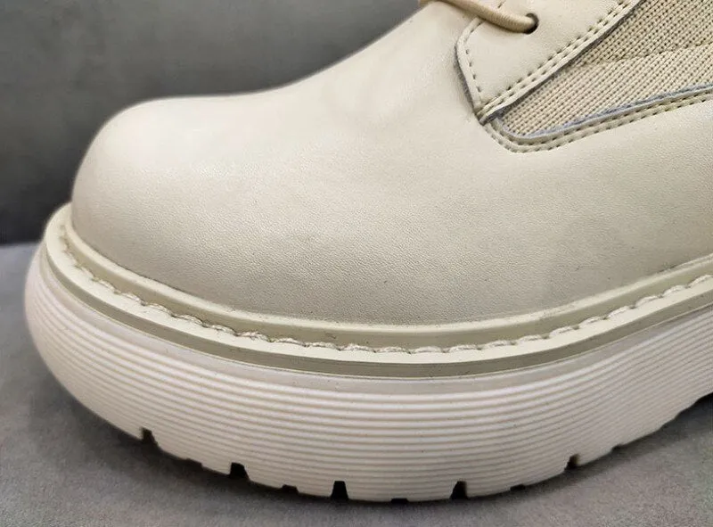 Women Thick Platform Ankle Boots Patchwork Safety Shoes