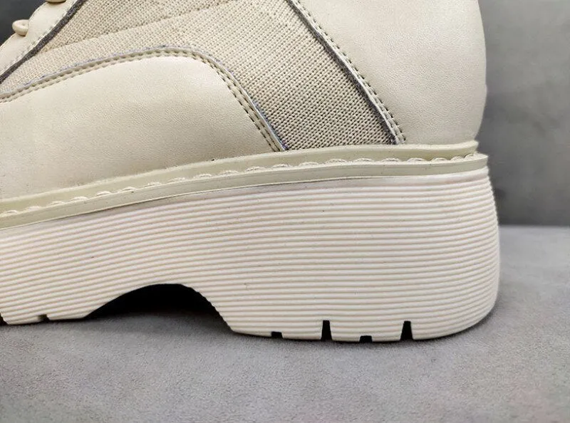 Women Thick Platform Ankle Boots Patchwork Safety Shoes