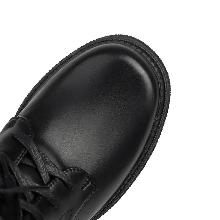 Women's Buckle Strap Round Toe Platform Ankle Boots