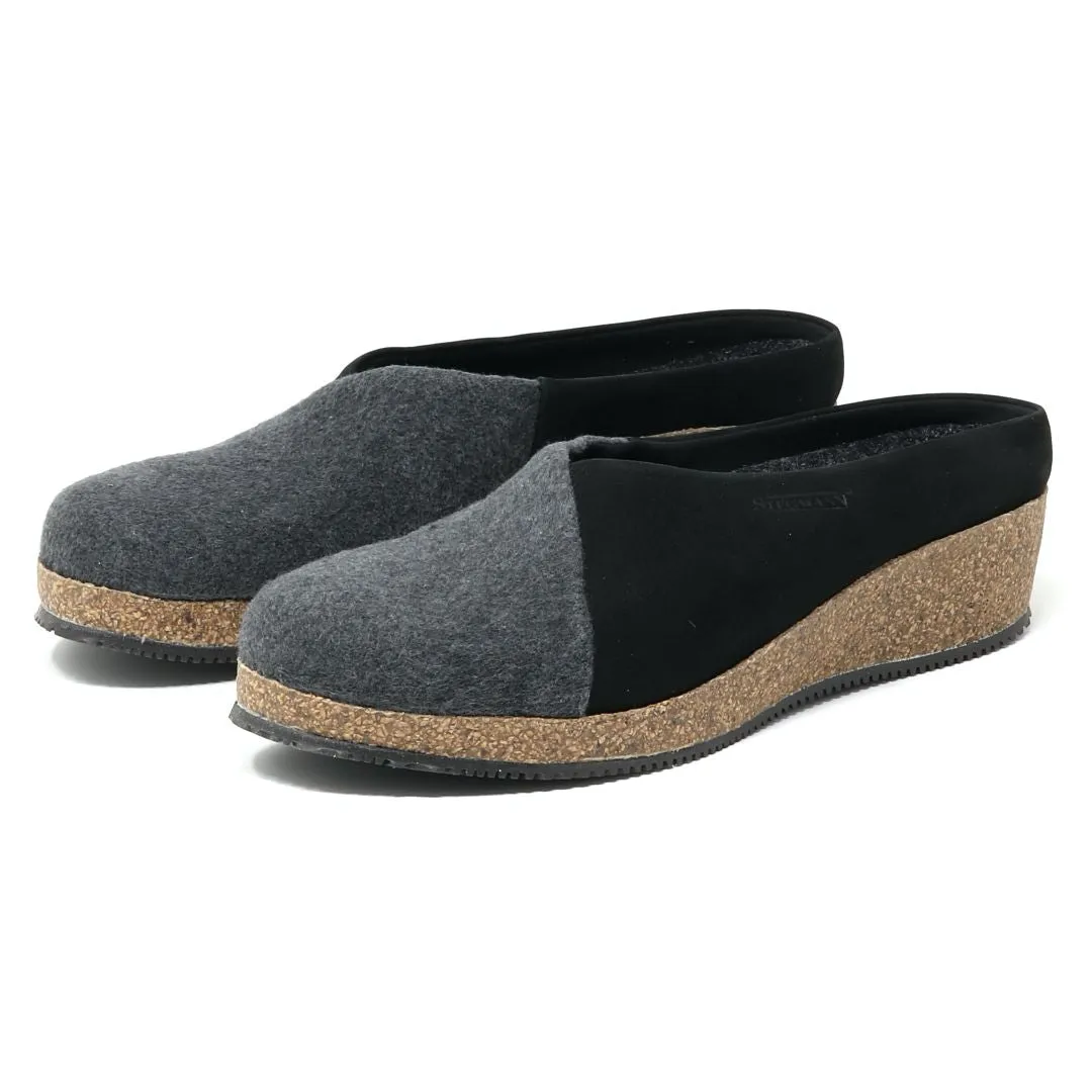 Women's Elsa Stretch Felt & Nubuck Wedge Mule