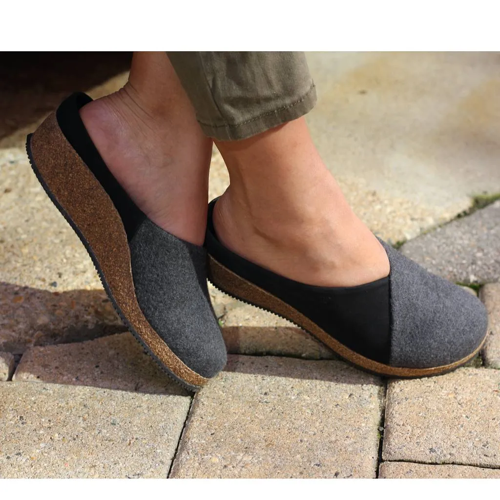 Women's Elsa Stretch Felt & Nubuck Wedge Mule
