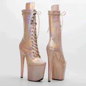 Women's Exotic 20CM/8-inch Platform Pole Dance Boots Sexy Shiny High Stiletto Boots