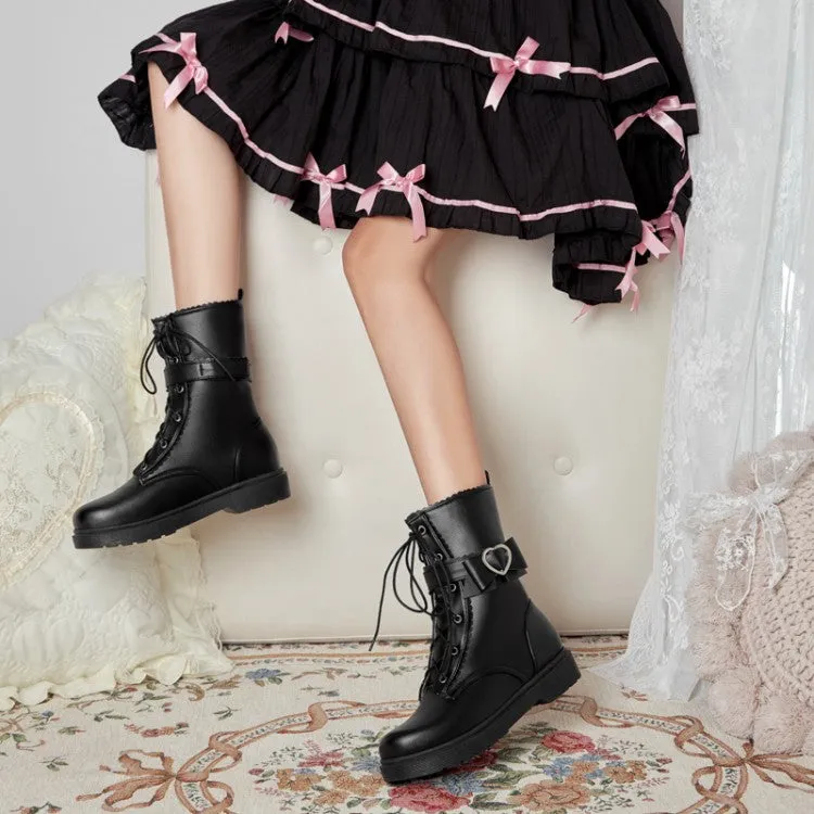 Women's Lace Up Flat Platform Ankle Boots