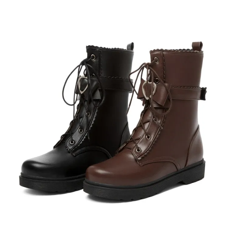 Women's Lace Up Flat Platform Ankle Boots