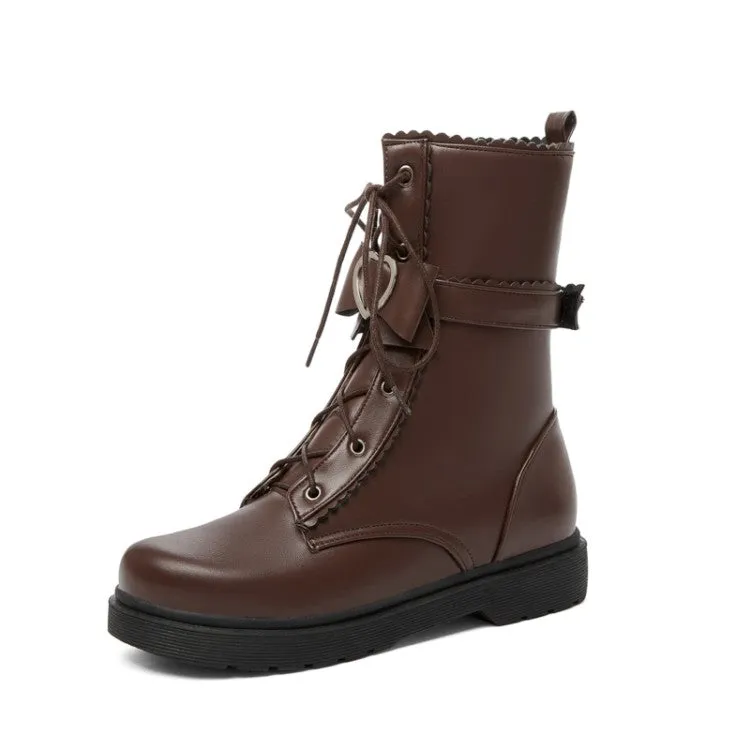 Women's Lace Up Flat Platform Ankle Boots