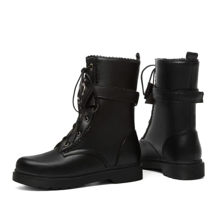 Women's Lace Up Flat Platform Ankle Boots
