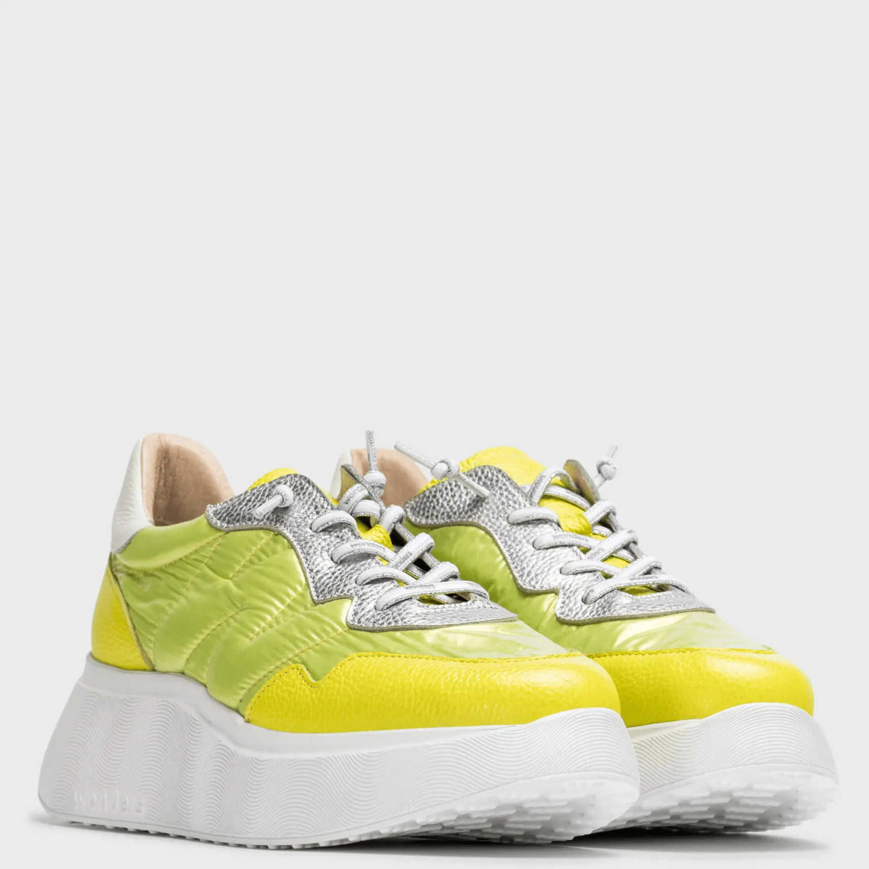 Wonders Lime Leather Elastic Laces Sporty Sneakers