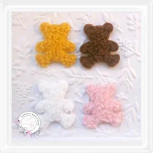 • Woolly Teddy Appliques • Hair Clip & Bow Embellishments • 4 Colours • Per Pair •