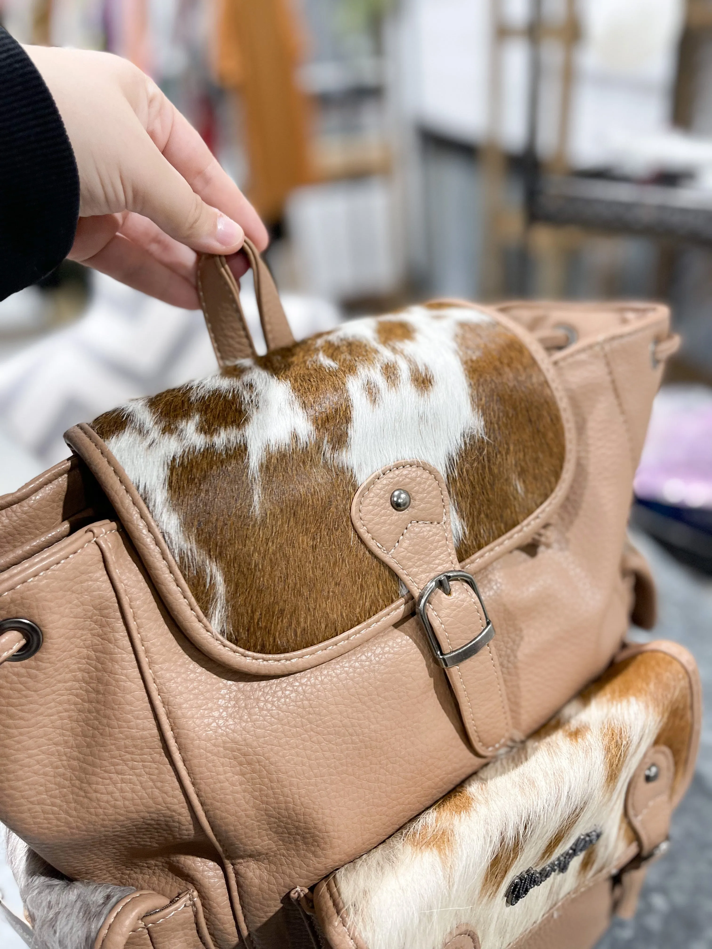 Wrangler Cowhide Khaki Backpack