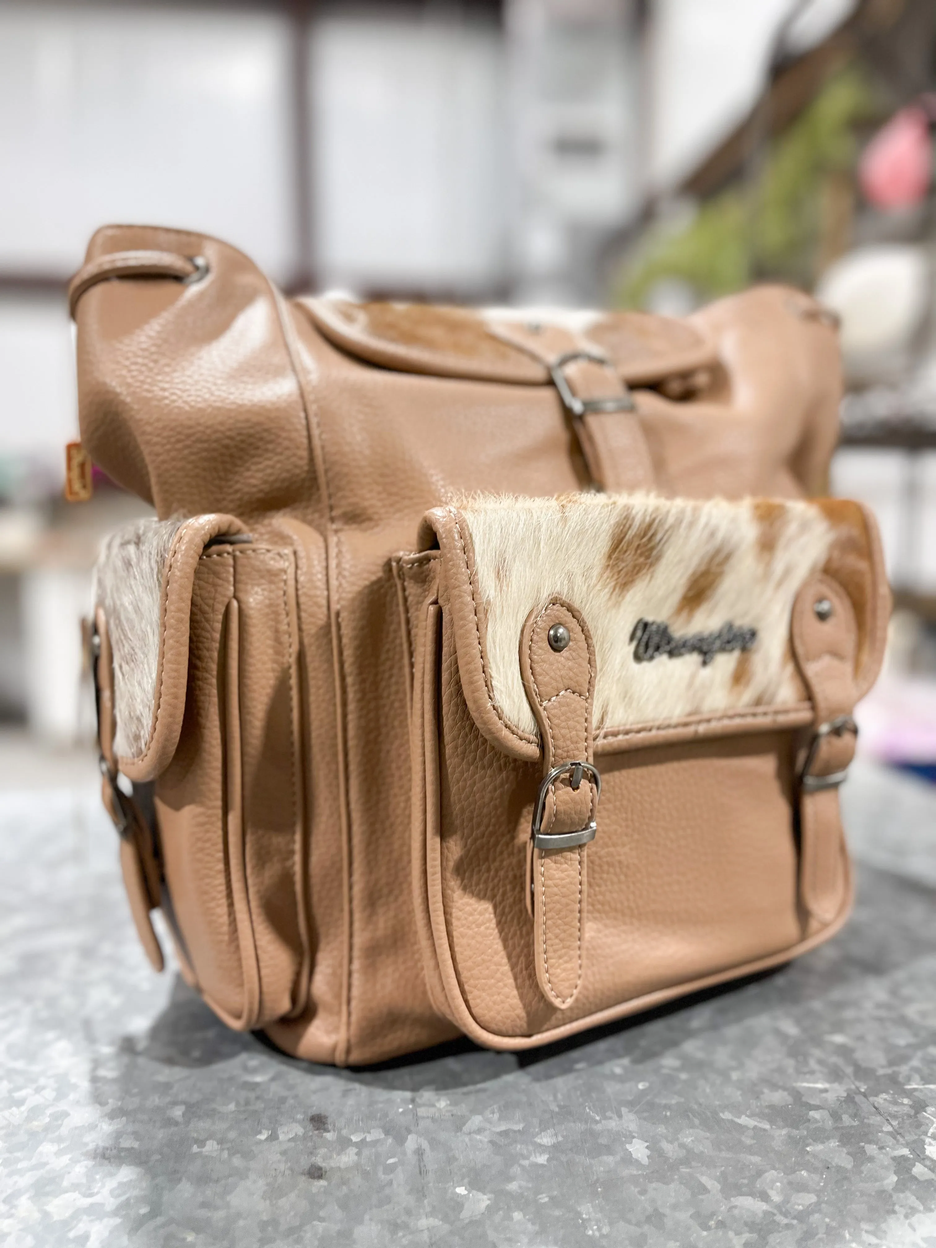 Wrangler Cowhide Khaki Backpack