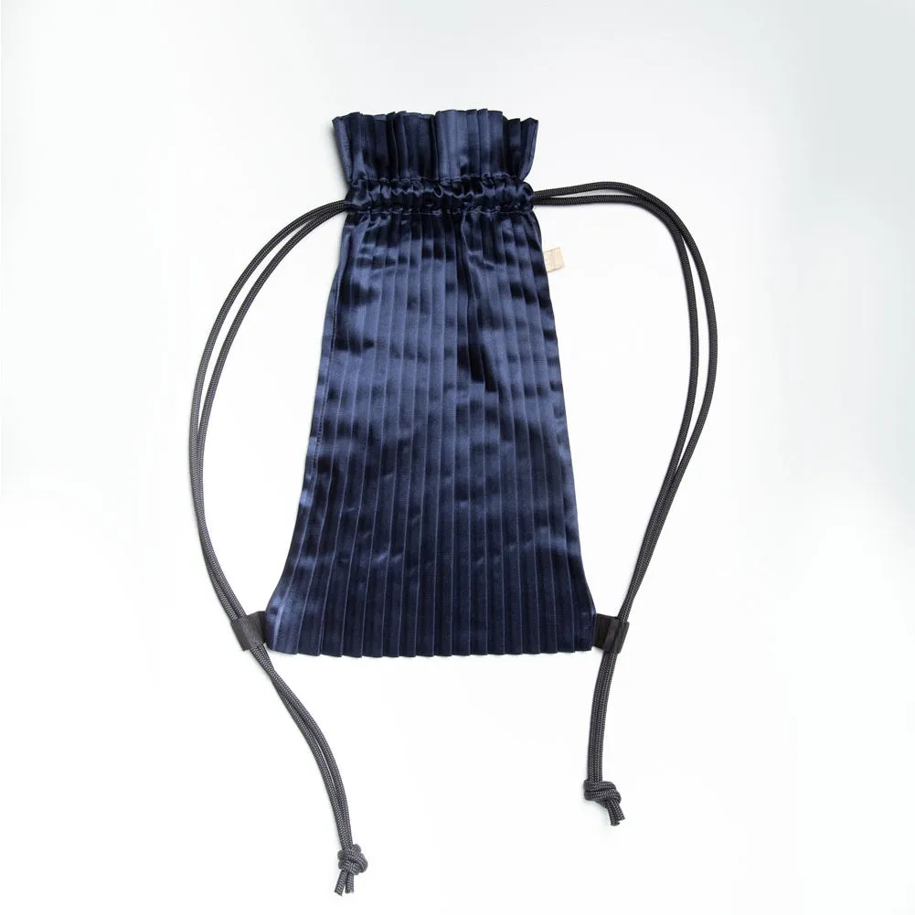 Write Sketch & - BLUE NAVY SATIN PLEATED BACKPACK
