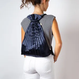 Write Sketch & - BLUE NAVY SATIN PLEATED BACKPACK