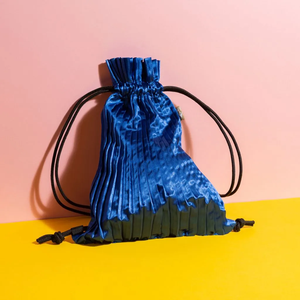 Write Sketch & - BLUE SATIN PLEATED BACKPACK
